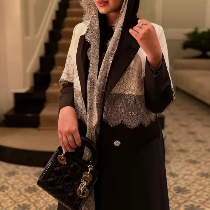 Split Women Black Abaya Modest Clothing Women Split Coat Abaya