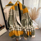 Women Luxurious Cashmere Touch Scarf - Warm Fringe Shawl