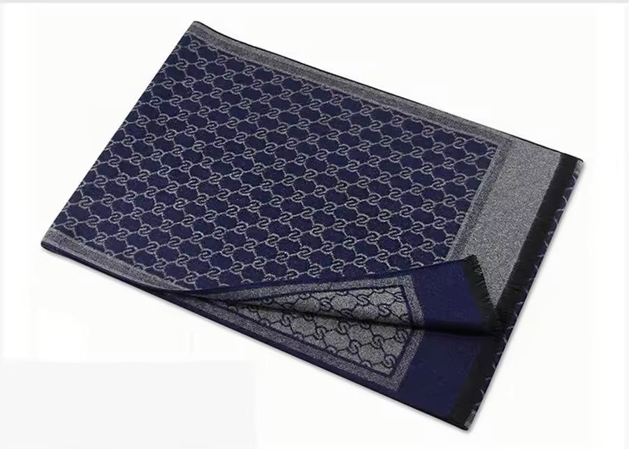 Men & Women Checked Pattern Cashmere Touch Scarf - Warm Fringe Shawl