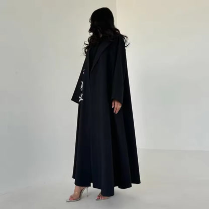 Split Women Black Abaya Modest Clothing Women Split Coat Abaya