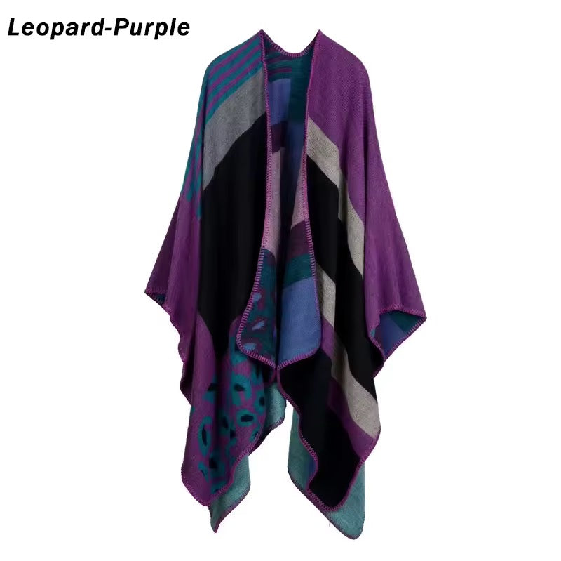 Cashmere Wool Cape Scarf Split Thickened Autumn and Winter Women Cape
