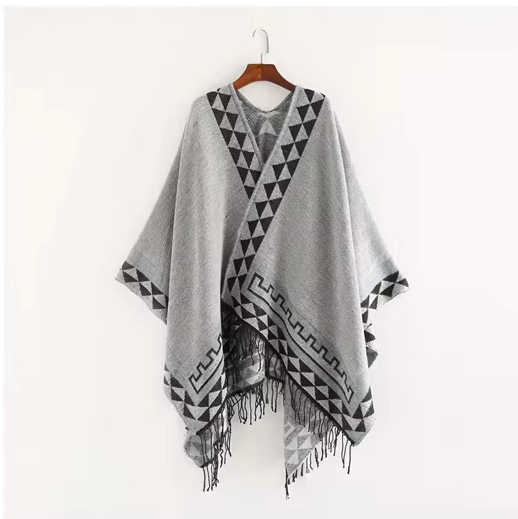 Cashmere Wool Cape Scarf Split Thickened Autumn and Winter Women Cape