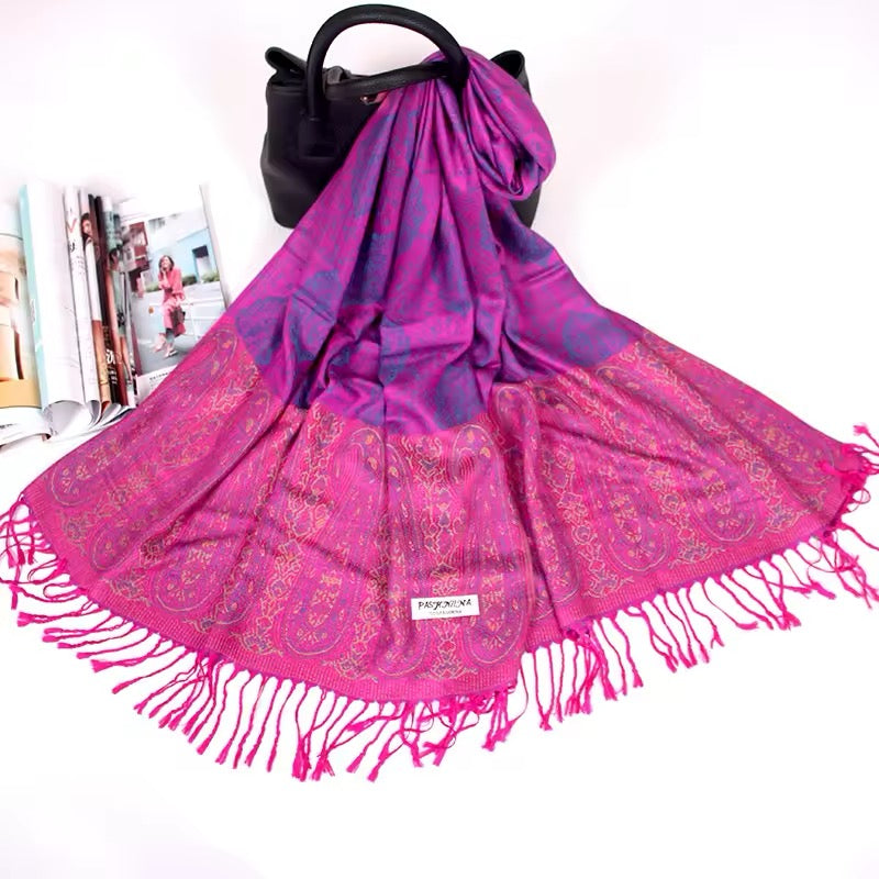 Luxury Women Classic Pashmina Cashmere Touch Scarf - Warm Fringe Pashmina Shaw