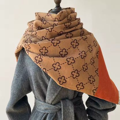 Women Luxurious Cashmere Touch Scarf - Warm Fringe Shawl