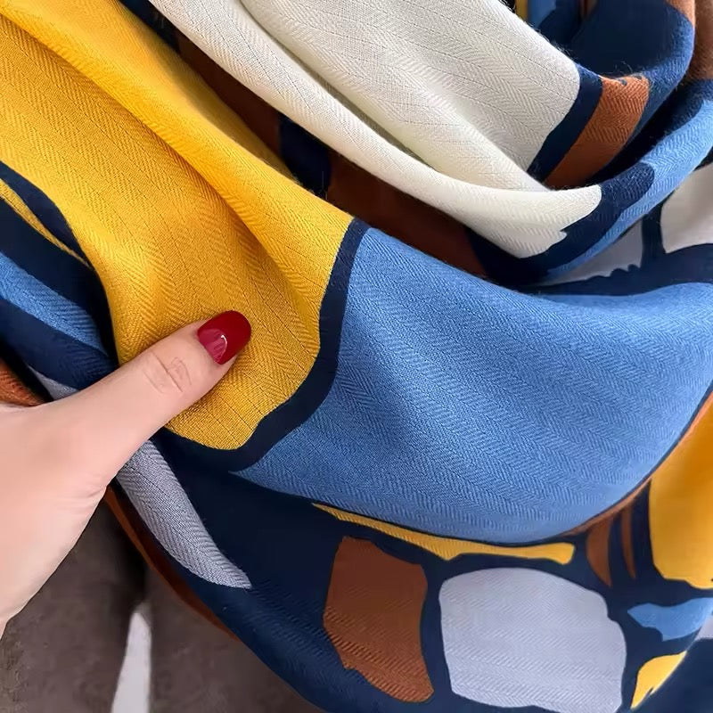 Women Luxurious Cashmere Touch Scarf - Warm Fringe Shawl