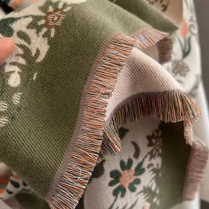 Luxury Women Classic Pashmina Double Sided Cashmere Touch Scarf - Warm Fringe Women Floral Shawl