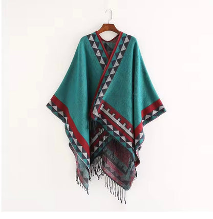 Cashmere Wool Cape Scarf Split Thickened Autumn and Winter Women Cape