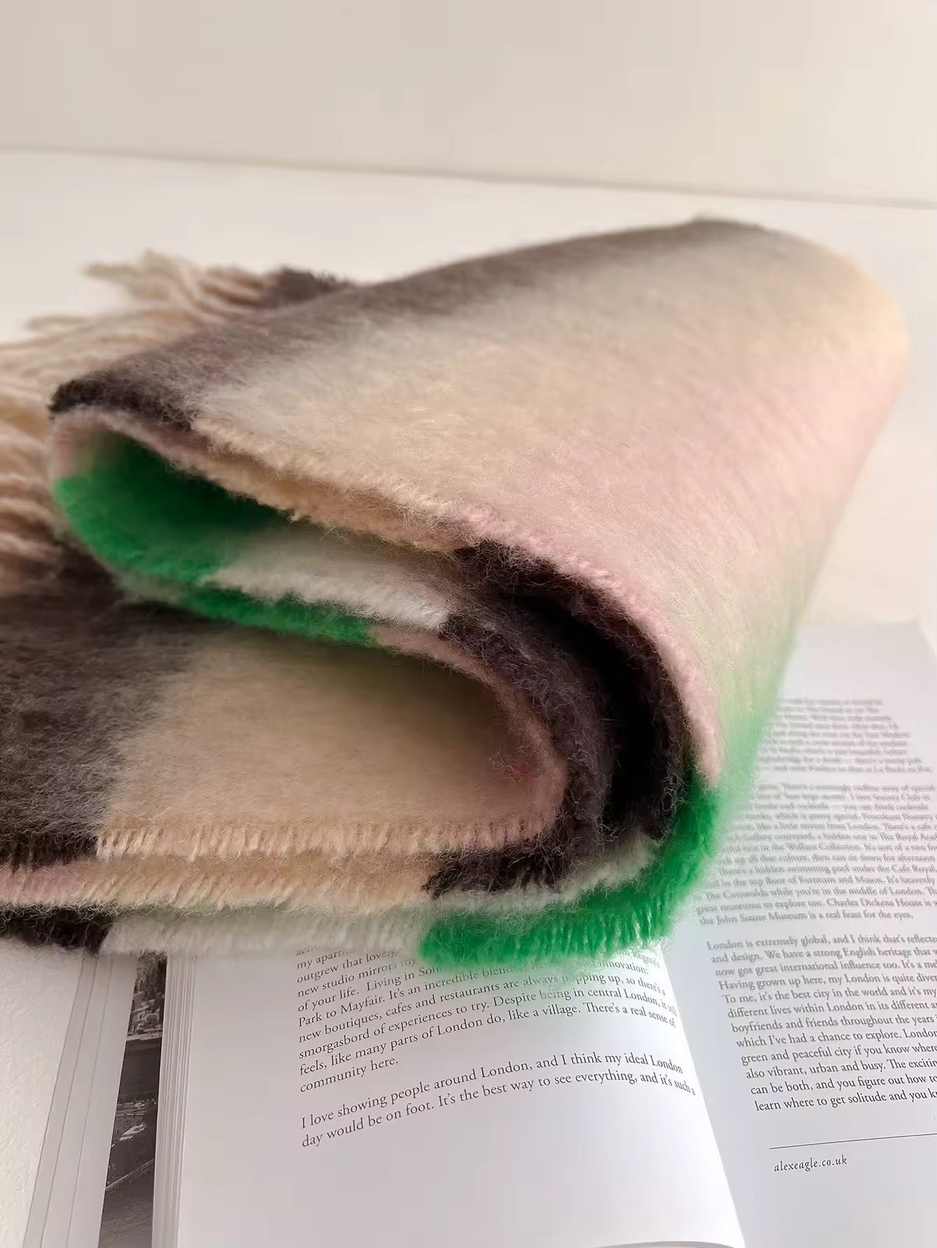 Women & Men Wool Autumn Winter Plaid Warmth Scarf Furry Mohair Shawl Women Woollen