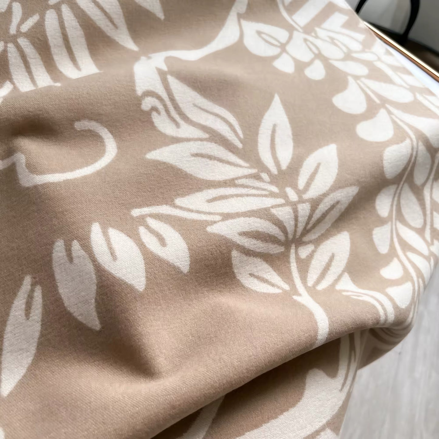 Luxury Women Floral Cashmere Touch Flower Scarf - Warm Fringe Shawl