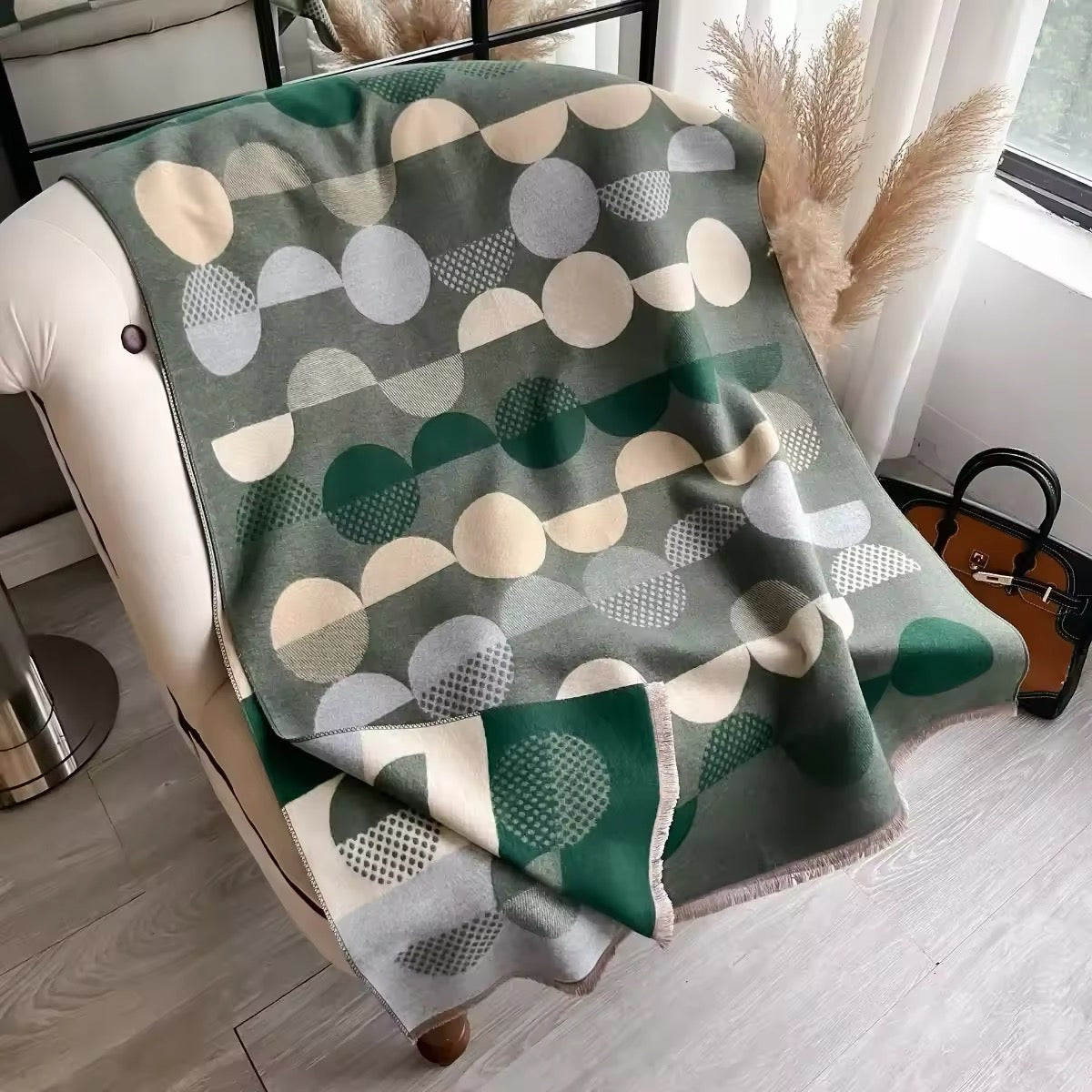 Women Luxurious Cashmere Touch Scarf - Warm Fringe Shawl