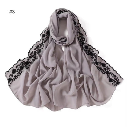 Women Embroidered Scarf Elegant and Versatile for Women Floral Shawl
