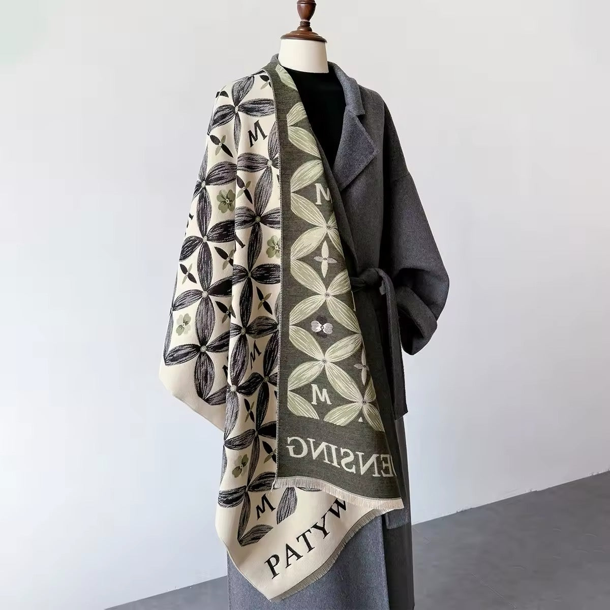 Women Luxurious Cashmere Touch Scarf - Warm Fringe Shawl