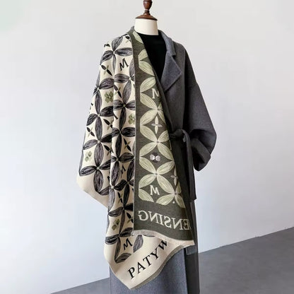 Women Luxurious Cashmere Touch Scarf - Warm Fringe Shawl