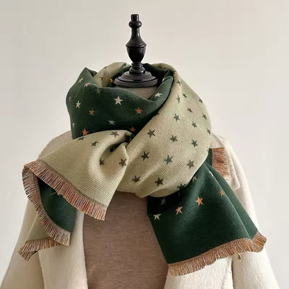 Women Luxurious Cashmere Touch Scarf - Warm Fringe Shawl