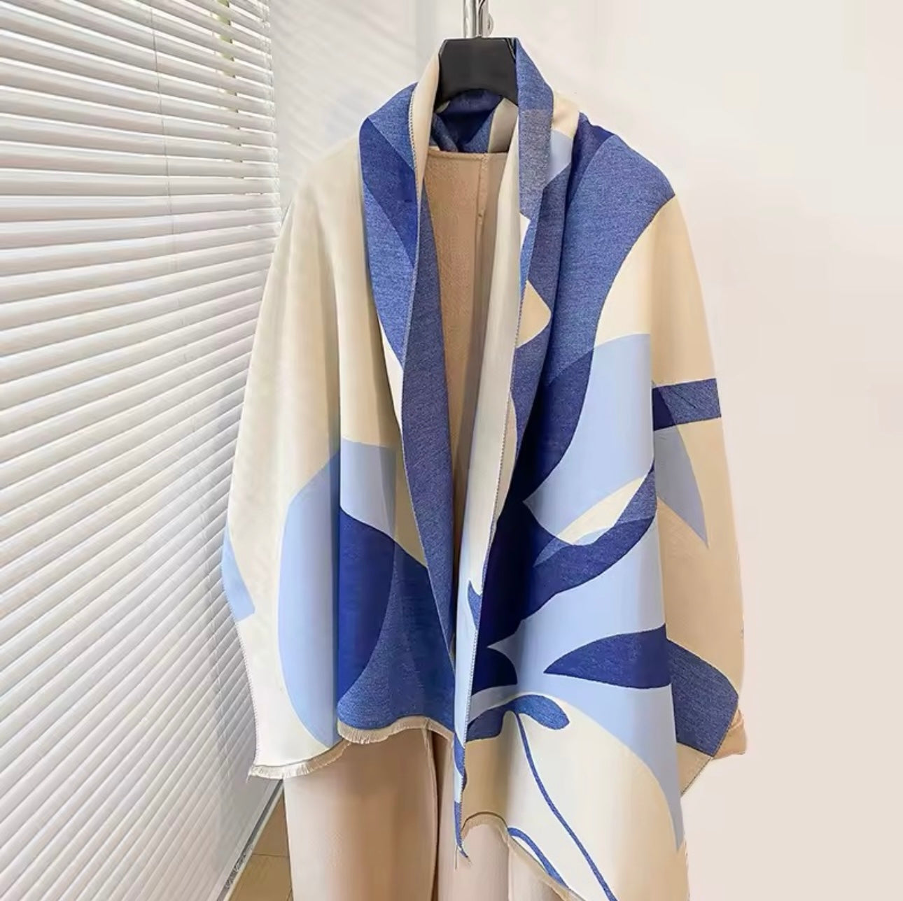 Women Luxurious Cashmere Touch Scarf - Warm Fringe Shawl