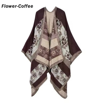 Cashmere Wool Cape Scarf Split Thickened Autumn and Winter Women Cape