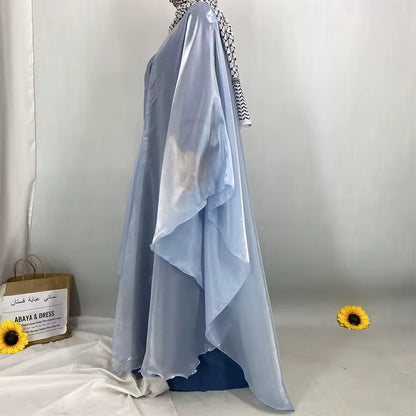 Women Split Abaya Open Front Kaftan Arab Long Robe
