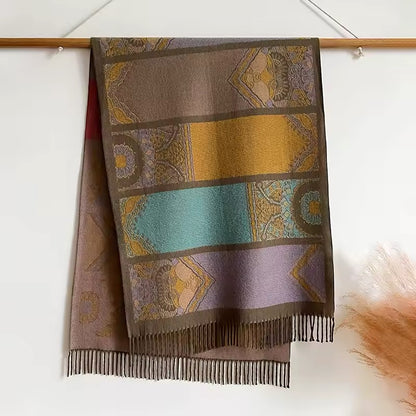 Luxury Women Classic Pashmina Double Sided Cashmere Touch Scarf - Warm Fringe Shawl UK