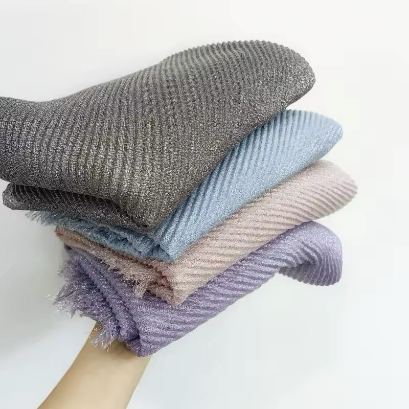 Women Glimmer Shiny Women Hijab Scarf Muslim Long Scarves Light Weight