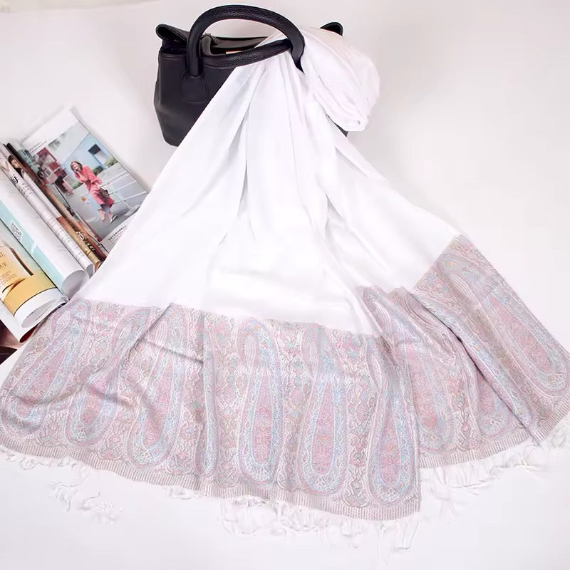 Luxury Women Classic Pashmina Cashmere Touch Scarf - Warm Fringe Pashmina Shaw