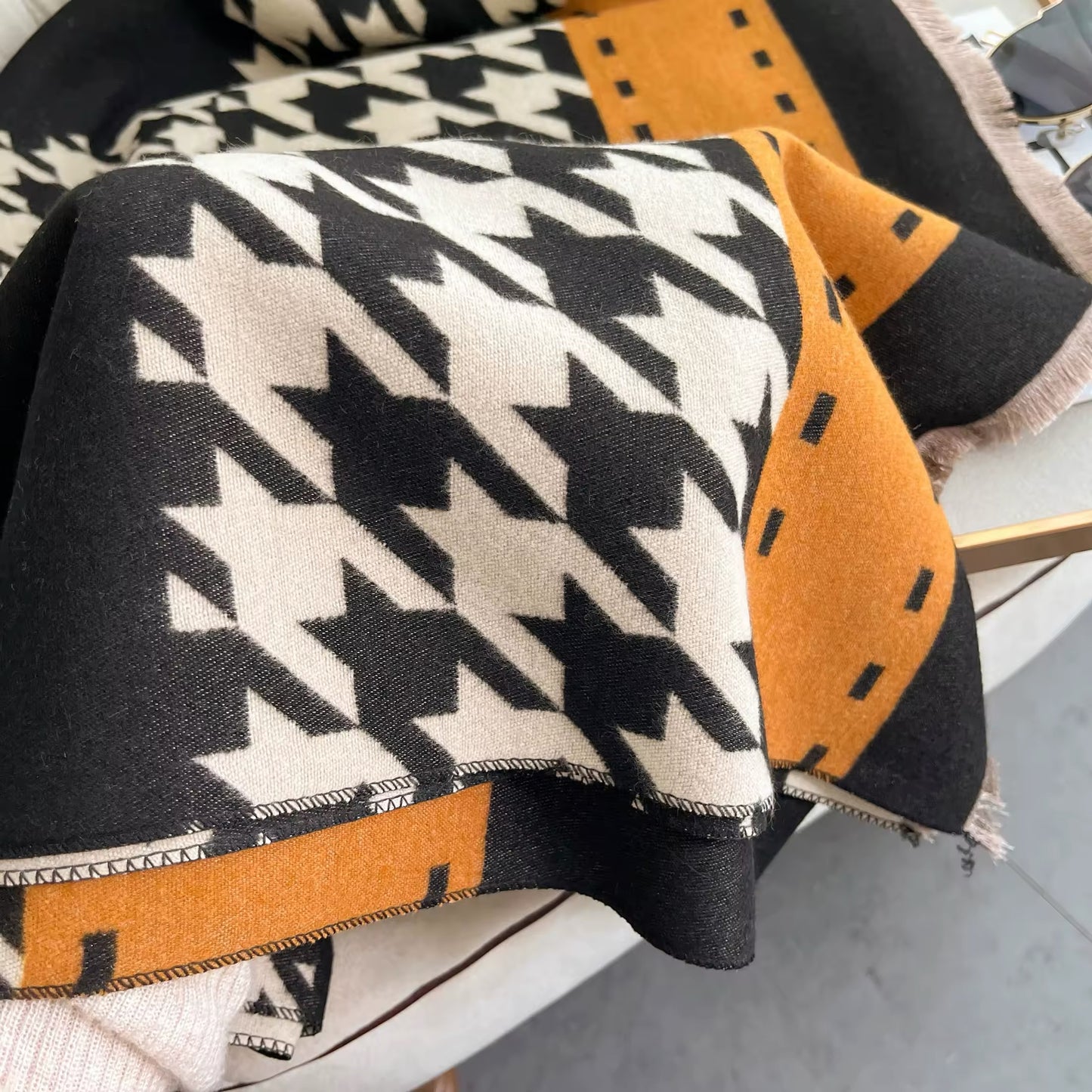 Women Luxurious Cashmere Touch Scarf - Warm Fringe Shawl