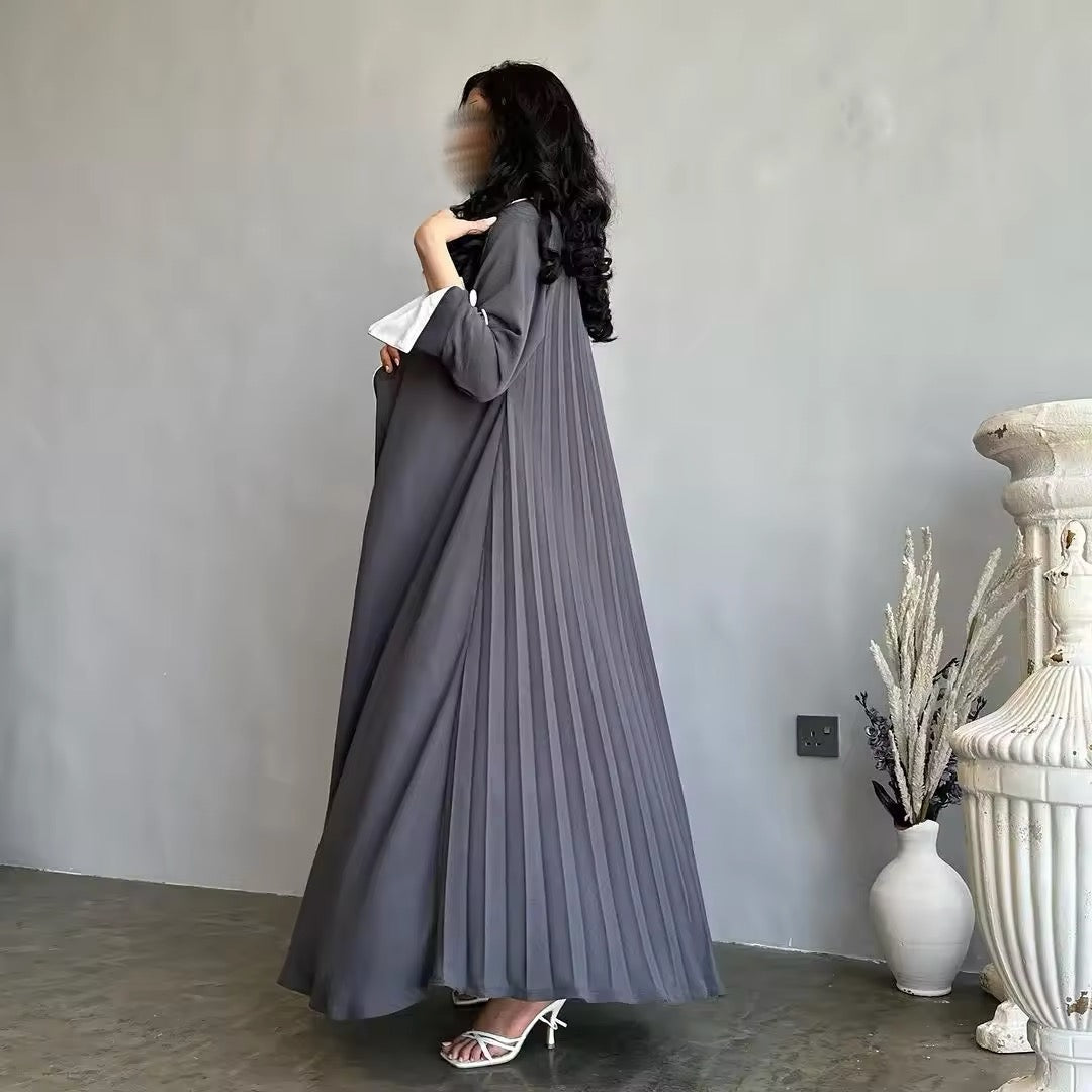 Women Split Abaya Open Front Kaftan Arab Long Robe