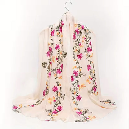 Women Embroidered Scarf Elegant and Versatile for Women Floral Shawl