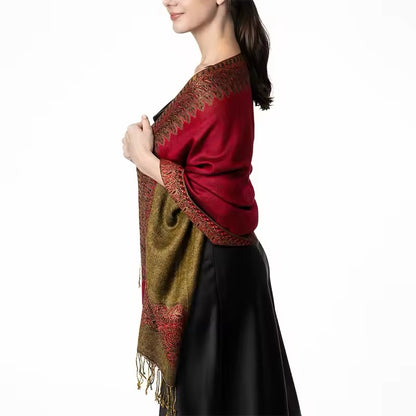 Luxury Women Classic Pashmina Cashmere Touch Bohemia Scarf - Warm Fringe Shawl