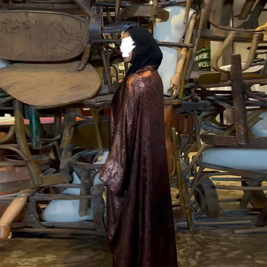 Women Split Abaya Open Front Kaftan Arab Long Robe