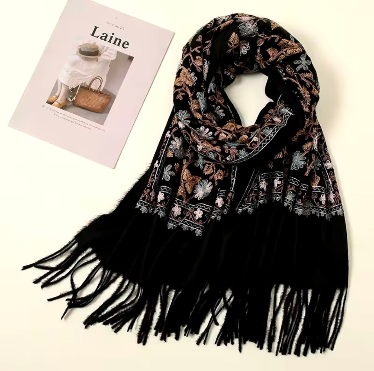 Women Embroidered Scarf Elegant and Versatile for Women Floral Shawl