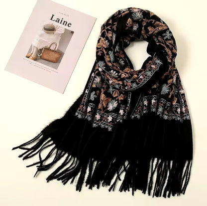 Women Embroidered Scarf Elegant and Versatile for Women Floral Shawl