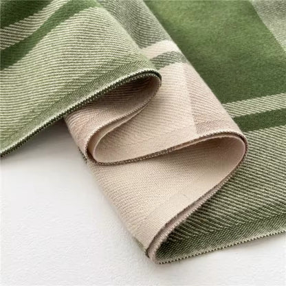 Men & Women Checked Pattern Cashmere Touch Scarf - Warm Fringe Shawl