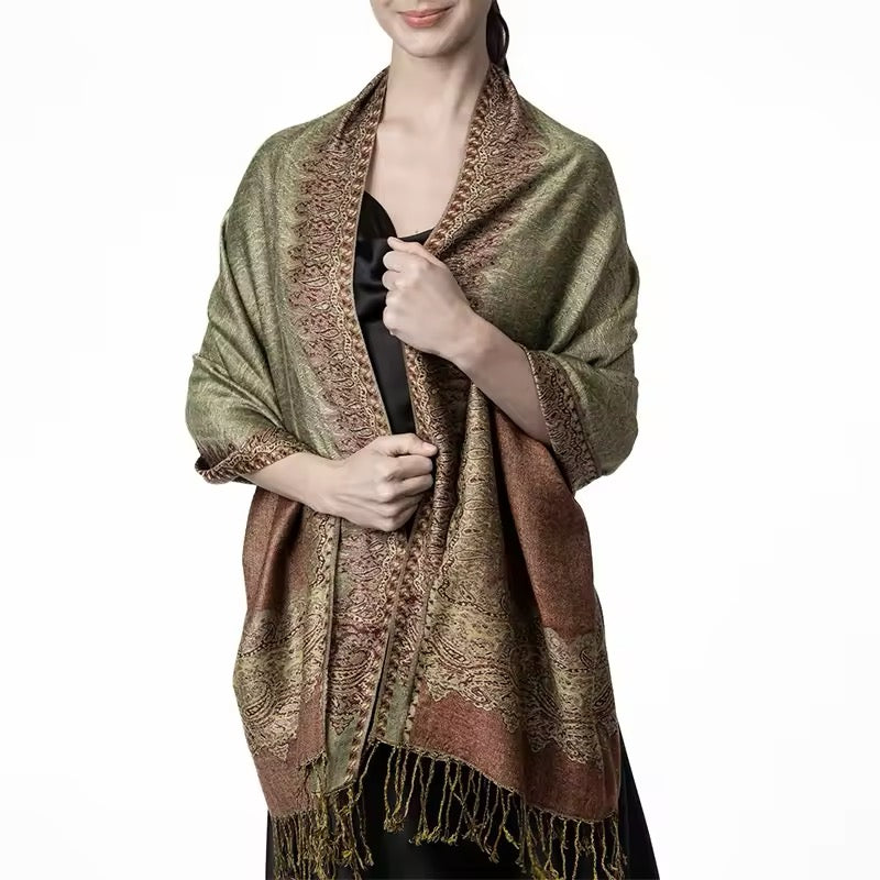 Luxury Women Classic Pashmina Cashmere Touch Bohemia Scarf - Warm Fringe Shawl