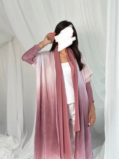 Women Split Abaya Open Front Kaftan Arab Long Robe