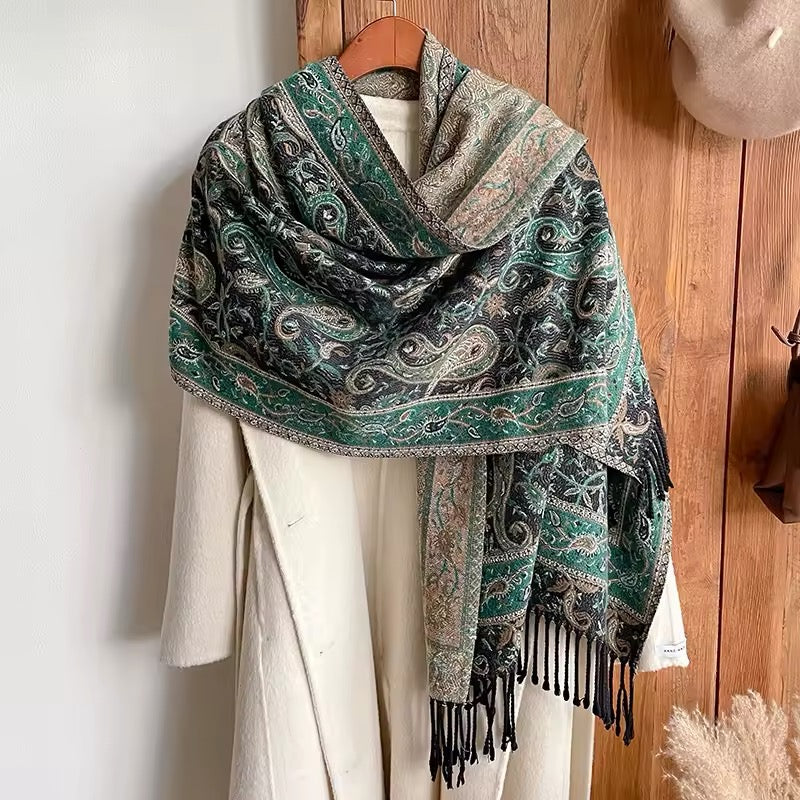 Luxury Women Classic Pashmina Double Sided Cashmere Touch Scarf - Warm Fringe Shawl