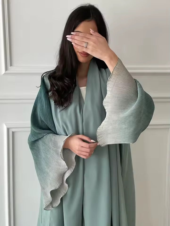 Women Split Abaya Open Front Kaftan Arab Long Robe