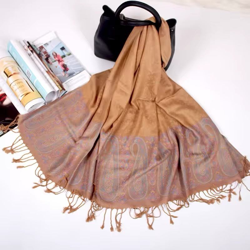 Luxury Women Classic Pashmina Cashmere Touch Scarf - Warm Fringe Pashmina Shaw