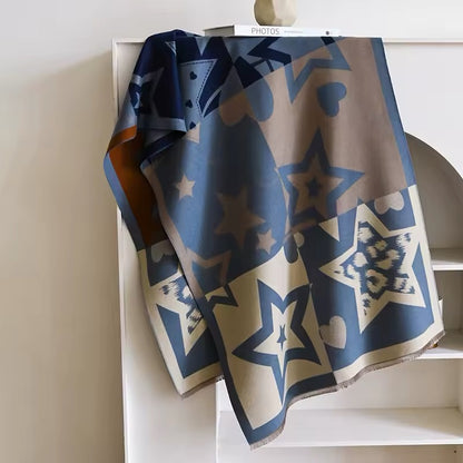 Women Luxurious Cashmere Touch Scarf - Warm Fringe Shawl