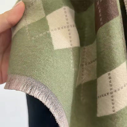 Women Luxurious Cashmere Touch Scarf - Warm Fringe Shawl