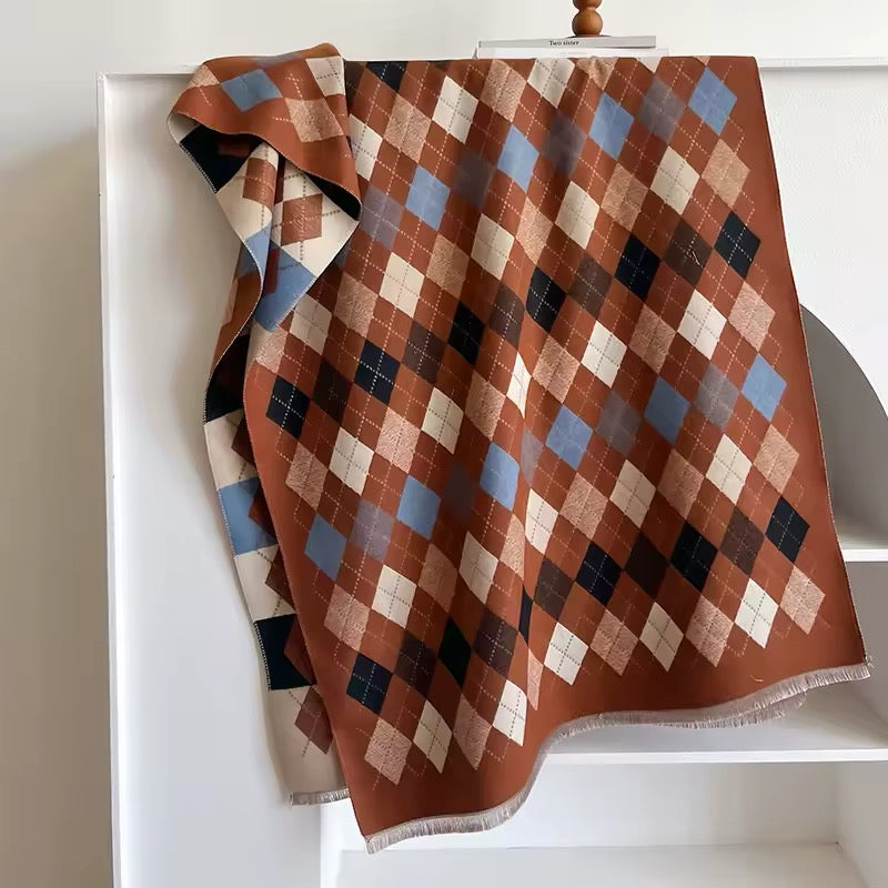 Women Luxurious Cashmere Touch Scarf - Warm Fringe Shawl