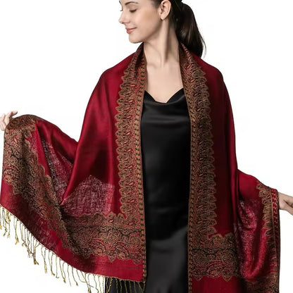 Luxury Women Classic Pashmina Cashmere Touch Bohemia Scarf - Warm Fringe Shawl