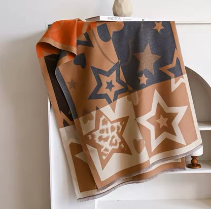 Women Luxurious Cashmere Touch Scarf - Warm Fringe Shawl