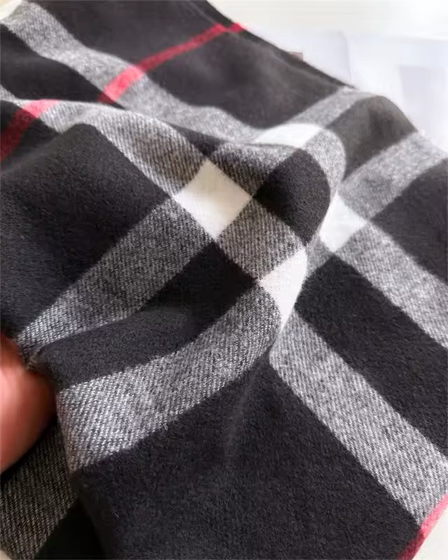 Men & Women Checked Pattern Cashmere Touch Scarf - Warm Fringe Shawl