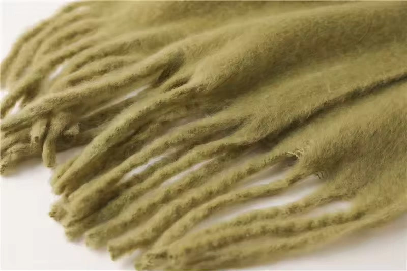 Men Wool & Women Woollen Cashmere Touch Scarf - Warm Fringe Shawl