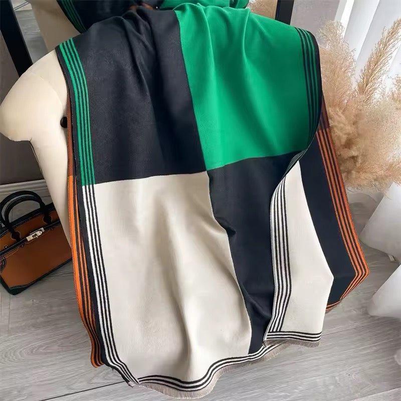 Women Luxurious Cashmere Touch Scarf - Warm Fringe Shawl