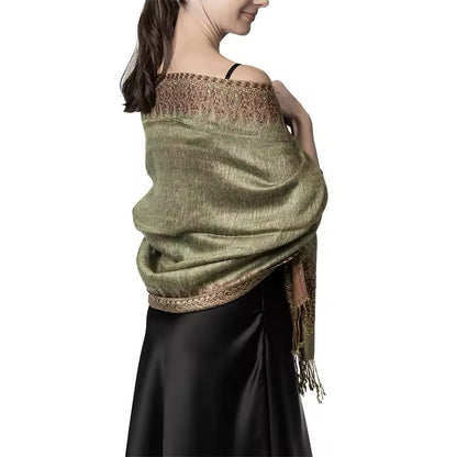 Luxury Women Classic Pashmina Cashmere Touch Bohemia Scarf - Warm Fringe Shawl