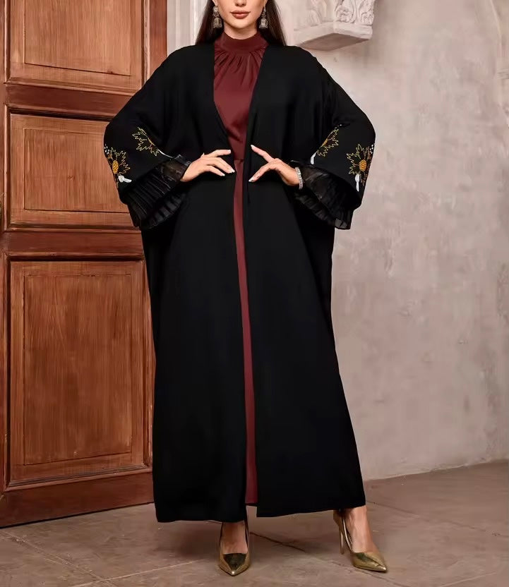 Split Women Black Abaya Modest Clothing Women Split Coat Abaya