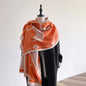 Luxury Women Limited Edition Horse Design Cashmere Touch Scarf - Warm Fringe Shawl