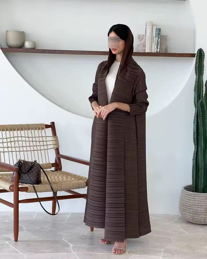 Women Split Abaya Open Front Kaftan Arab Long Robe