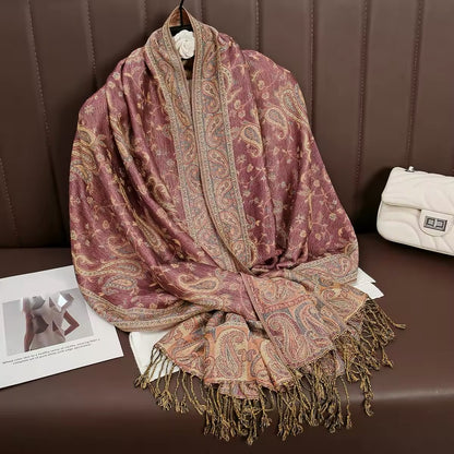 Luxury Women Classic Pashmina  Cashmere Touch Bohemia Scarf - Warm Fringe Shawl